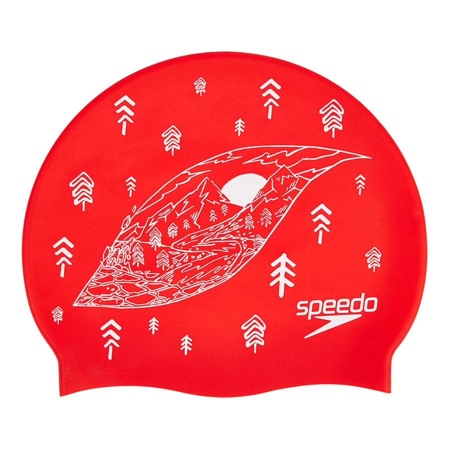 Badekappe Speedo Slogan Print Cap Rot 3 Badekappe Speedo Slogan Print Cap Rot