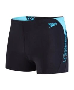 Badeanzug Speedo Boom Splice Aquashort Schwarz Türkis Blau