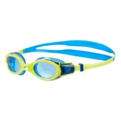 Schwimmbrille Speedo Futura Biofuse Flexiseal Blau Lindgrün Mit Transparenten Gläsern Kindblau