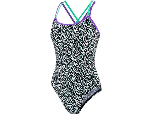 Speedo ElectricStripe Allover Badeanzug Double Crossback - Endurance+ - 32 Black/white 3 Speedo ElectricStripe Allover Badeanzug Double Crossback - Endurance+ - 32 Black/white