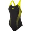 Speedo Placement Laneback Badeanzug Endurance+ - 36 Black/fluo Yellow