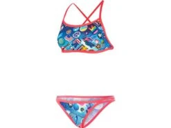 Speedo Retro Pop Flipturns Schwimmbikini X Tieback Top + Brief - 34 Blue/red