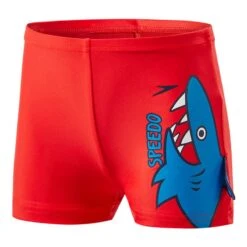 Badeanzug Speedo-Flossen-Freunde Aquashort Roter Blauer Junge