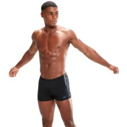 Speedo Tech Panel Badehose Schwarz/marineblau/hellgelb