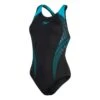 Speedo Plastisol Laneback Damen Badeanzug Schwarz/türkis/pastellila