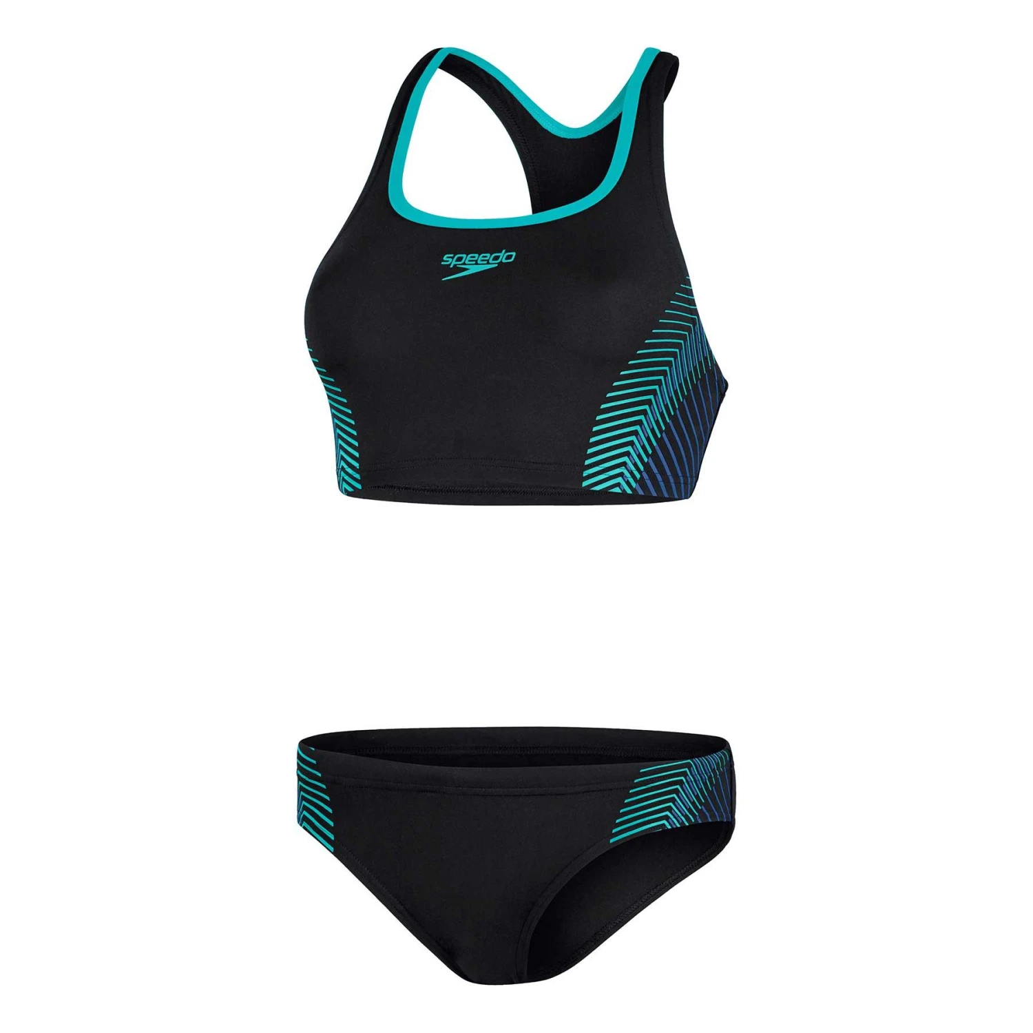 Speedo Placement Racerback Damen Bikini Schwarz/hellblau/marineblau 3 Speedo Placement Racerback Damen Bikini Schwarz/hellblau/marineblau