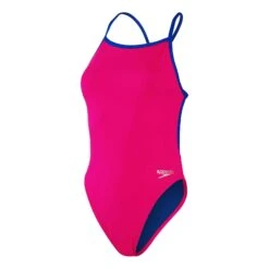 Speedo Solid VBack Damen Badeanzug Fuchsia/elektrisch-blau