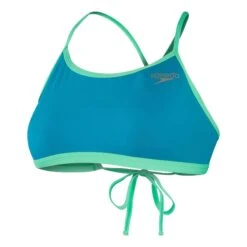 Speedo Solid Tie-Back Cropped Damen Bikinitop Türkis/hellgrün/lila