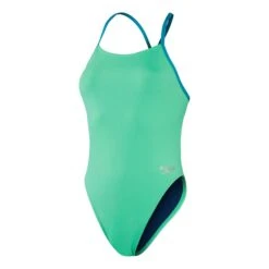 Speedo Solid Tie-Back Damen Badeanzug Grün/blau