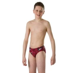 Badehose Speedo DragonZen Allover 6.5cm Brief Rot/schwarz/weiß Jungen