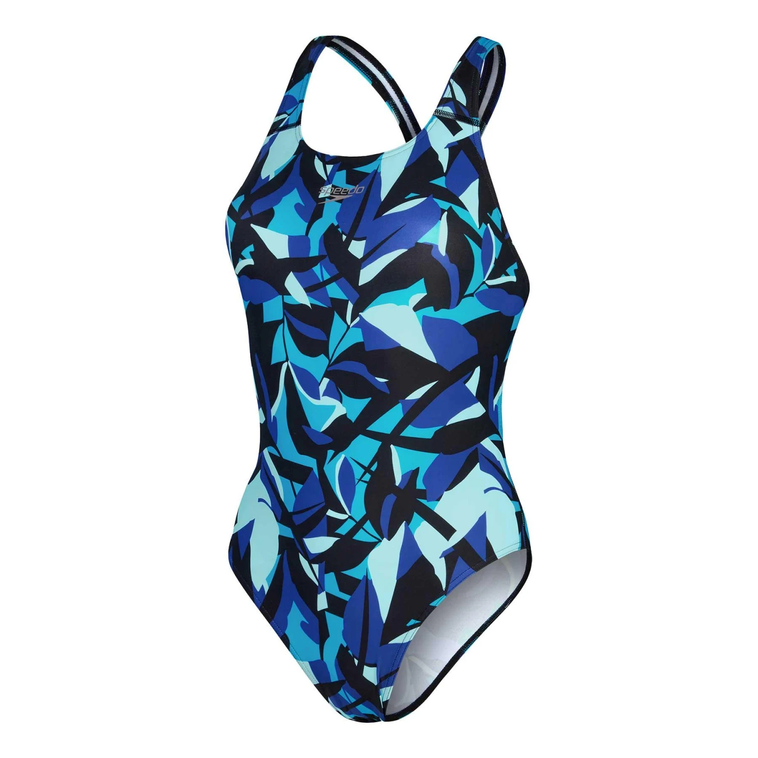 Speedo Allover Digital Powerback Damen Badeanzug Schwarz/blau/lila 3 Speedo Allover Digital Powerback Damen Badeanzug Schwarz/blau/lila