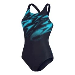 Speedo Hyperboom Placement Muscleback Damen Badeanzug Schwarz/hellblau