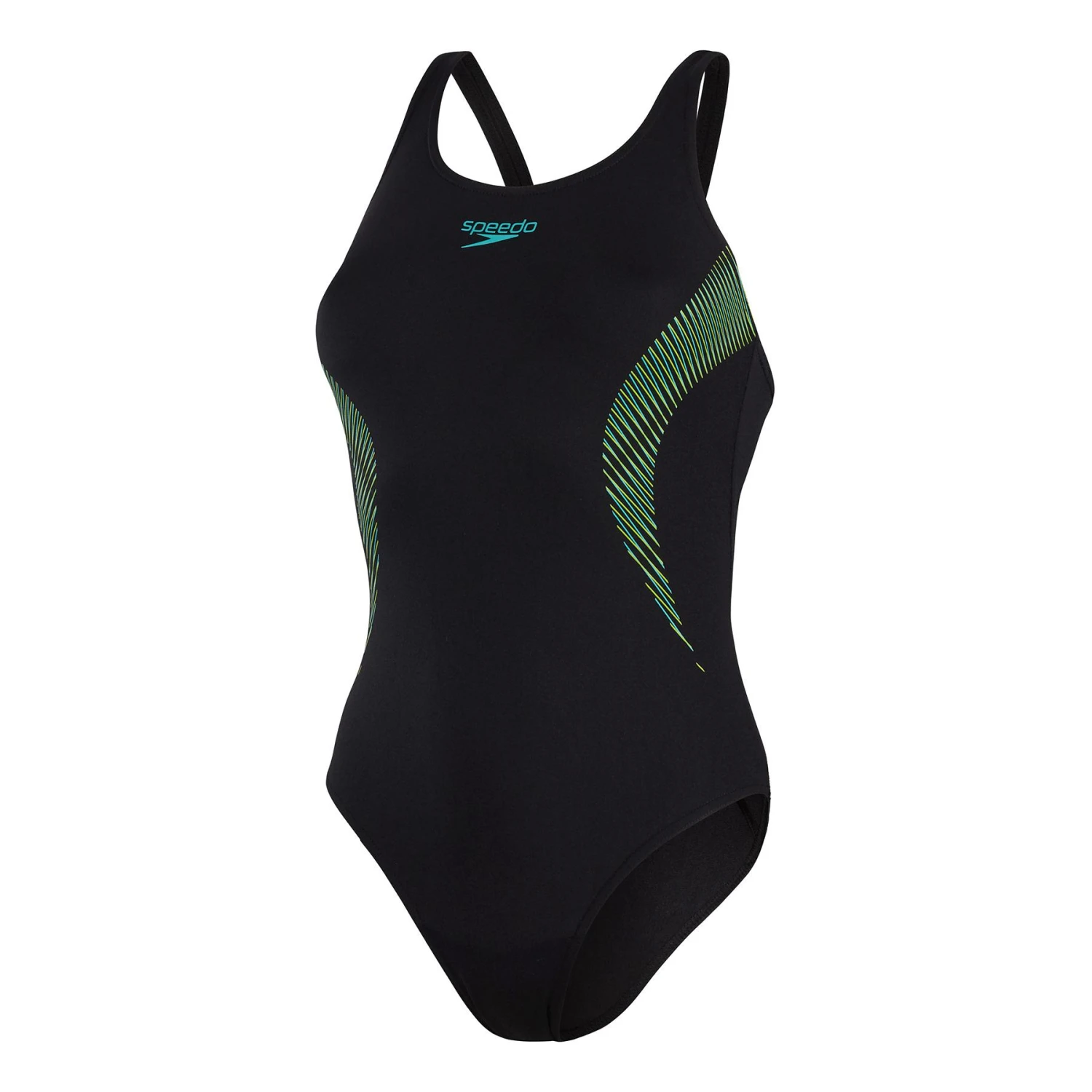 Speedo Placement Muscleback Damen Badeanzug Schwarz/grün 3 Speedo Placement Muscleback Damen Badeanzug Schwarz/grün
