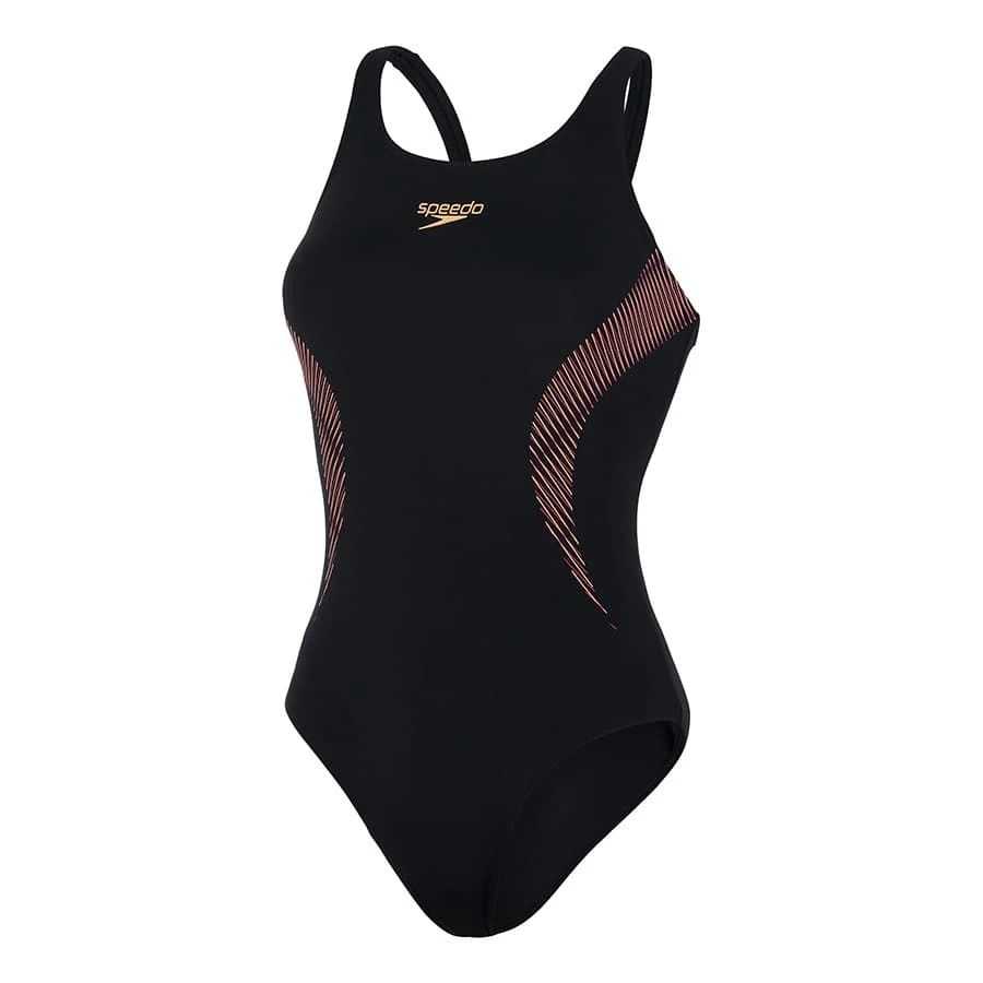 Speedo Placement Muscleback Damen Badeanzug Schwarz/weiß 3 Speedo Placement Muscleback Damen Badeanzug Schwarz/weiß