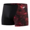 Speedo Allover V Aquashort Badehose Schwarz/knallrot