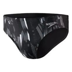 Speedo Allover 7cm Brief Badehose Schwarz/grau/weiß