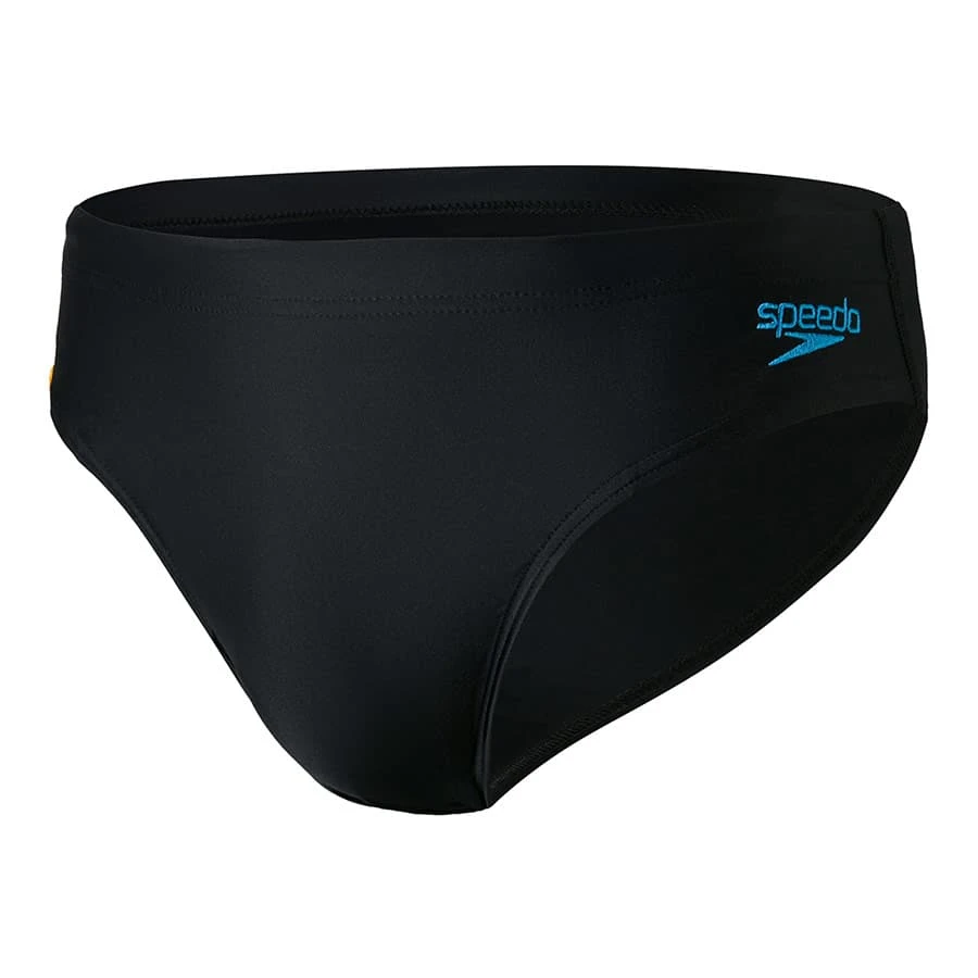 Speedo Tech Panel 7cm Brief Badehose Schwarz/Logo Blau 3 Speedo Tech Panel 7cm Brief Badehose Schwarz/Logo Blau