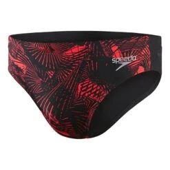 Speedo Allover 7cm Badehose Schwarz/rot