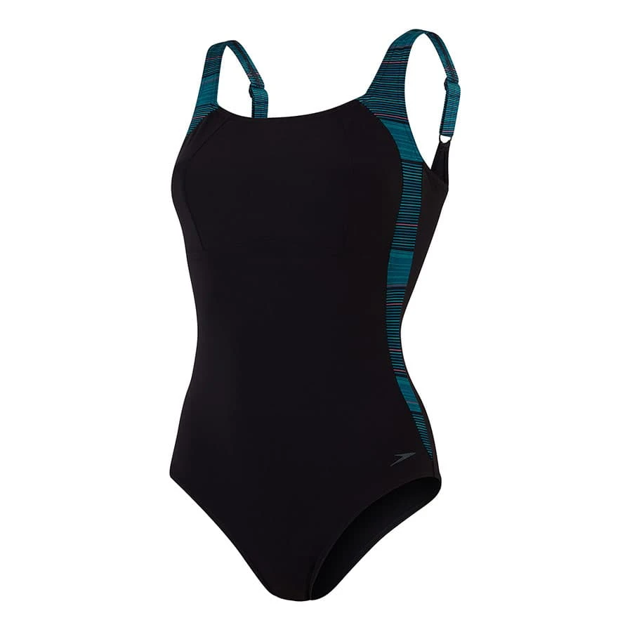 Speedo LunaLustre Printed Damen Badeanzug Schwarz/grün 2 Speedo LunaLustre Printed Damen Badeanzug Schwarz/grün