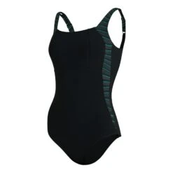 Speedo LunaLustre Printed Damen Badeanzug Schwarz/limettengrün