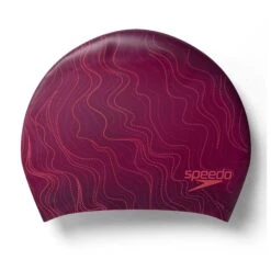 Speedo Long Hair Printed Schwimmkappe Granatrot/hellrosa