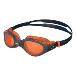 Speedo Futura Biofuse Flexiseal Schwimmbrille Schwarz Mit Transparenten Oragenen Gläsern
