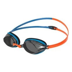 Speedo Vengeance Schwimmbrille Blau/orange Mit Transparenten Schwarzen Gläsern