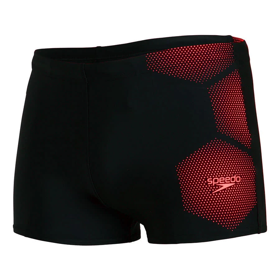 Speedo Tech Placement Aquashort Badehose Schwarz/rot 3 Speedo Tech Placement Aquashort Badehose Schwarz/rot
