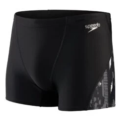 Speedo Allover V-Cut Aquashort Badehose Schwarz/grau