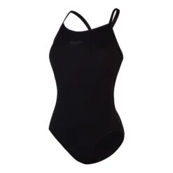 Speedo Solid Turnback Damen Badeanzug Schwarz