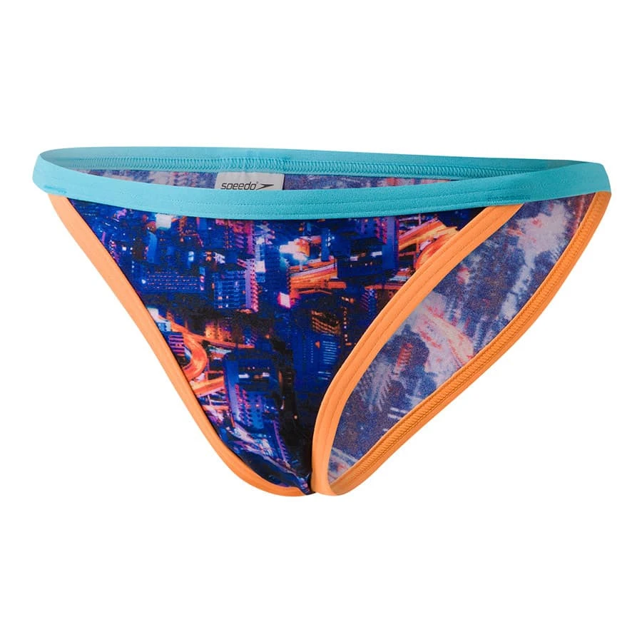 Bikini-Badehose Speedo Kanji Lights Tulip Brief Blau/orange Damen 3 Bikini-Badehose Speedo Kanji Lights Tulip Brief Blau/orange Damen