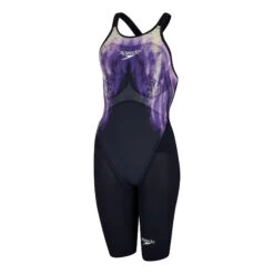 Speedo Fastskin LZR Pure Valor Closedback Kneeskin Damen Badeanzug Schwarz/lila/weiß