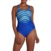Speedo Placement Digital Medalist Damen Badeanzug Blau/weiß