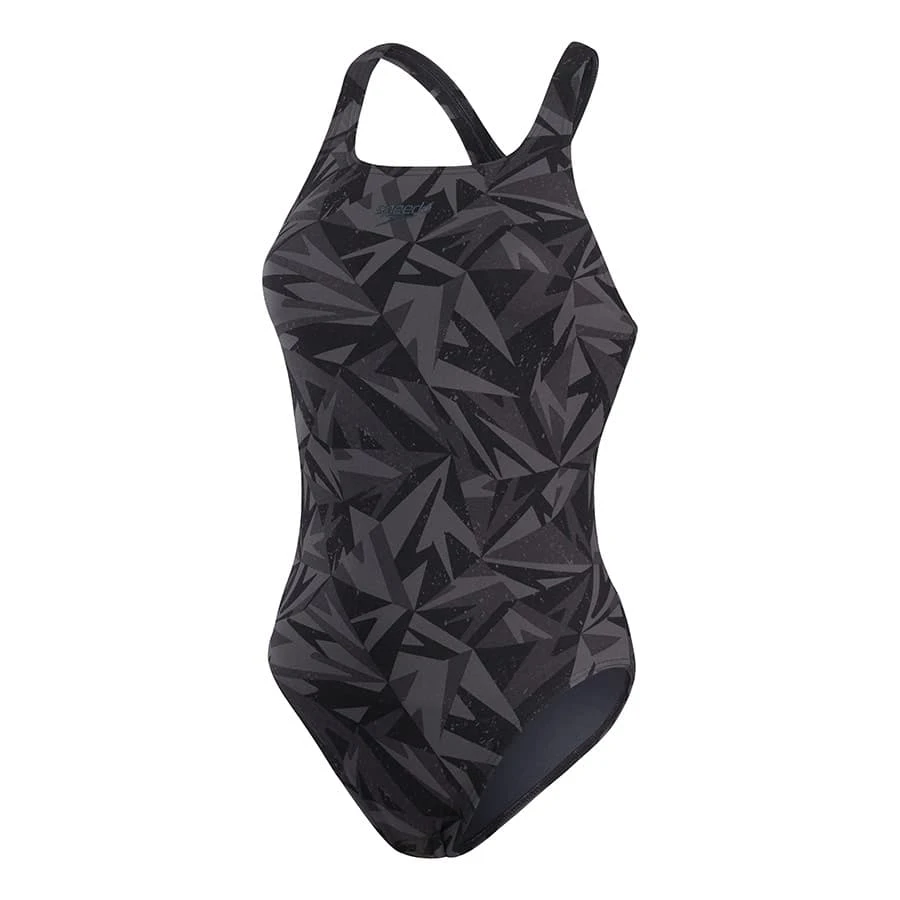 Speedo Hyperboom Allover Medalist Damen Badeanzug Schwarz/grau 3 Speedo Hyperboom Allover Medalist Damen Badeanzug Schwarz/grau
