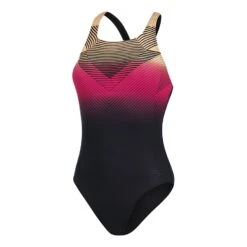 Speedo Digital Placement Medalist Damen Badeanzug Schwarz/magenta