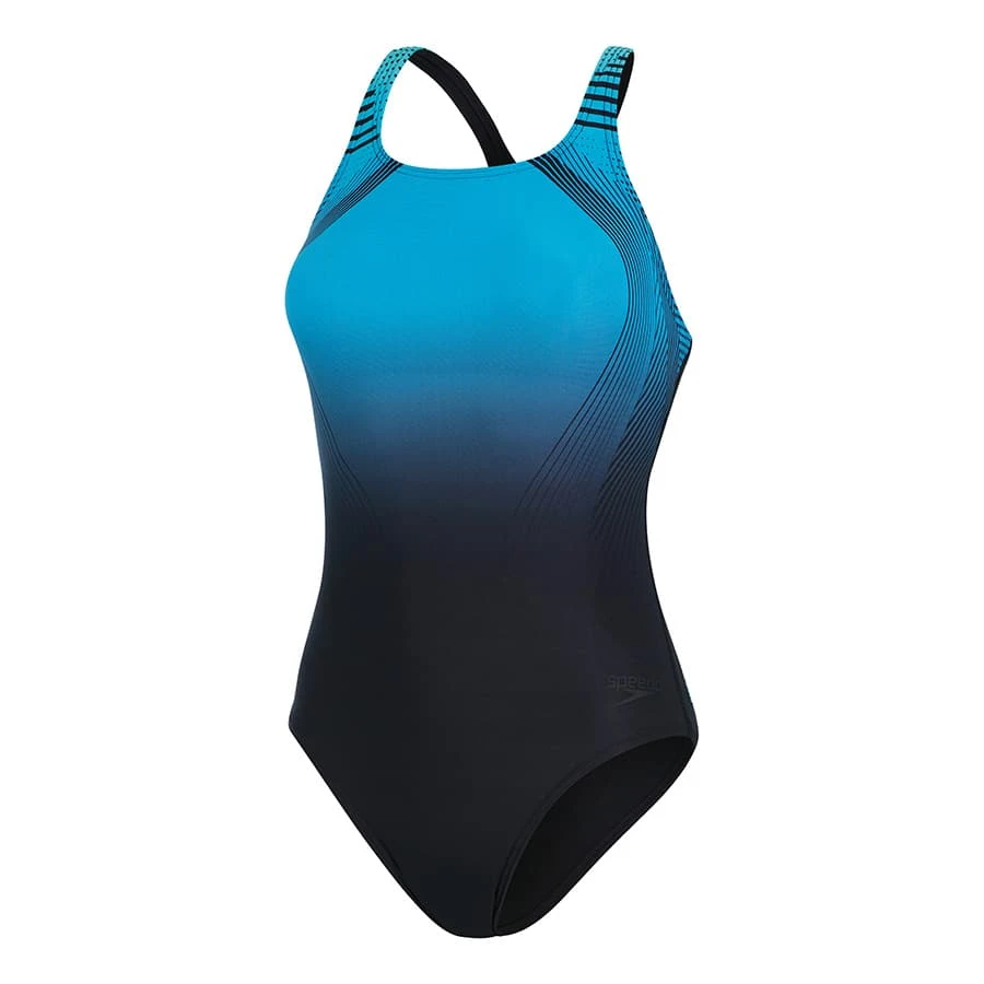 Speedo Digital Placement Medalist Damen Badeanzug Schwarz/blau 3 Speedo Digital Placement Medalist Damen Badeanzug Schwarz/blau