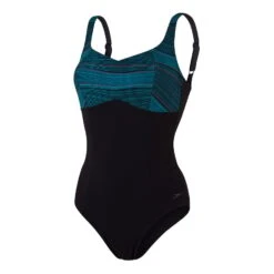 Speedo ContourLustre Printed Damen Badeanzug Schwarz/grün