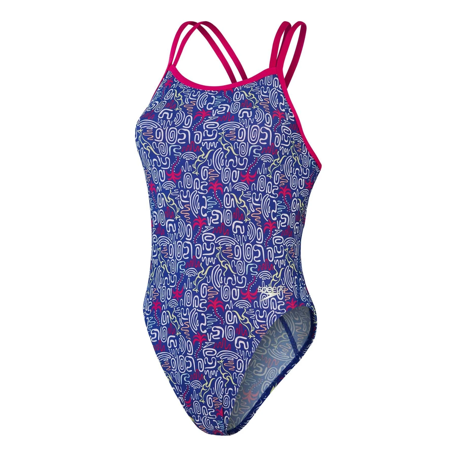 Speedo Allover Starback Damen Badeanzug Marineblau/weiß/fuchsia 3 Speedo Allover Starback Damen Badeanzug Marineblau/weiß/fuchsia
