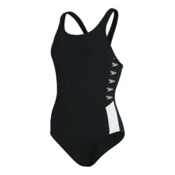 Speedo Boom Logo Splice Muscleback Damen Badeanzug Schwarz/weiß