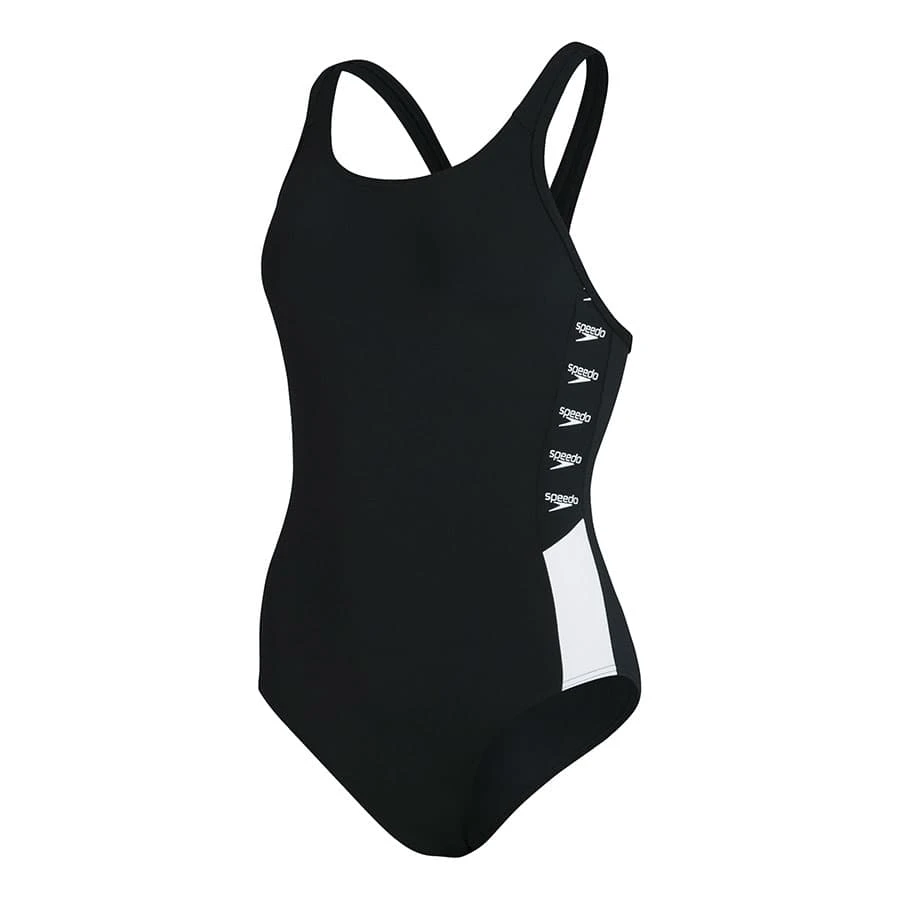 Speedo Boom Logo Splice Muscleback Damen Badeanzug Schwarz/weiß 3 Speedo Boom Logo Splice Muscleback Damen Badeanzug Schwarz/weiß