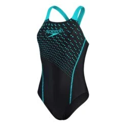 Speedo Medley Logo Medalist Damen Badeanzug Schwarz/hellblau