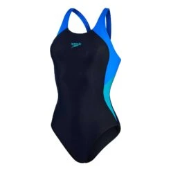 Speedo Colourblock Splice Muscleback Damen Badeanzug Dunkelblau/marineblau/türkis