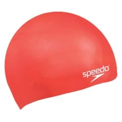 Speedo Plain Moulded Silicone Junior Schwimmkappe Rot