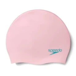 Speedo Plain Moulded Silicone Boost Kinder Schwimmkappe Pastellrosa/türkis